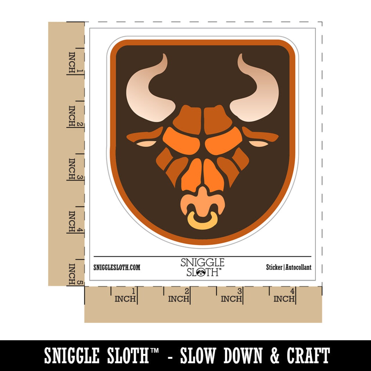 Angry Bull Cow Head with Horns Waterproof Vinyl Phone Tablet Laptop Water Bottle Sticker Set - 5 Pack
